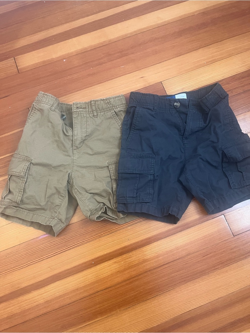 Boys Cargo Shorts - khaki and dark gray